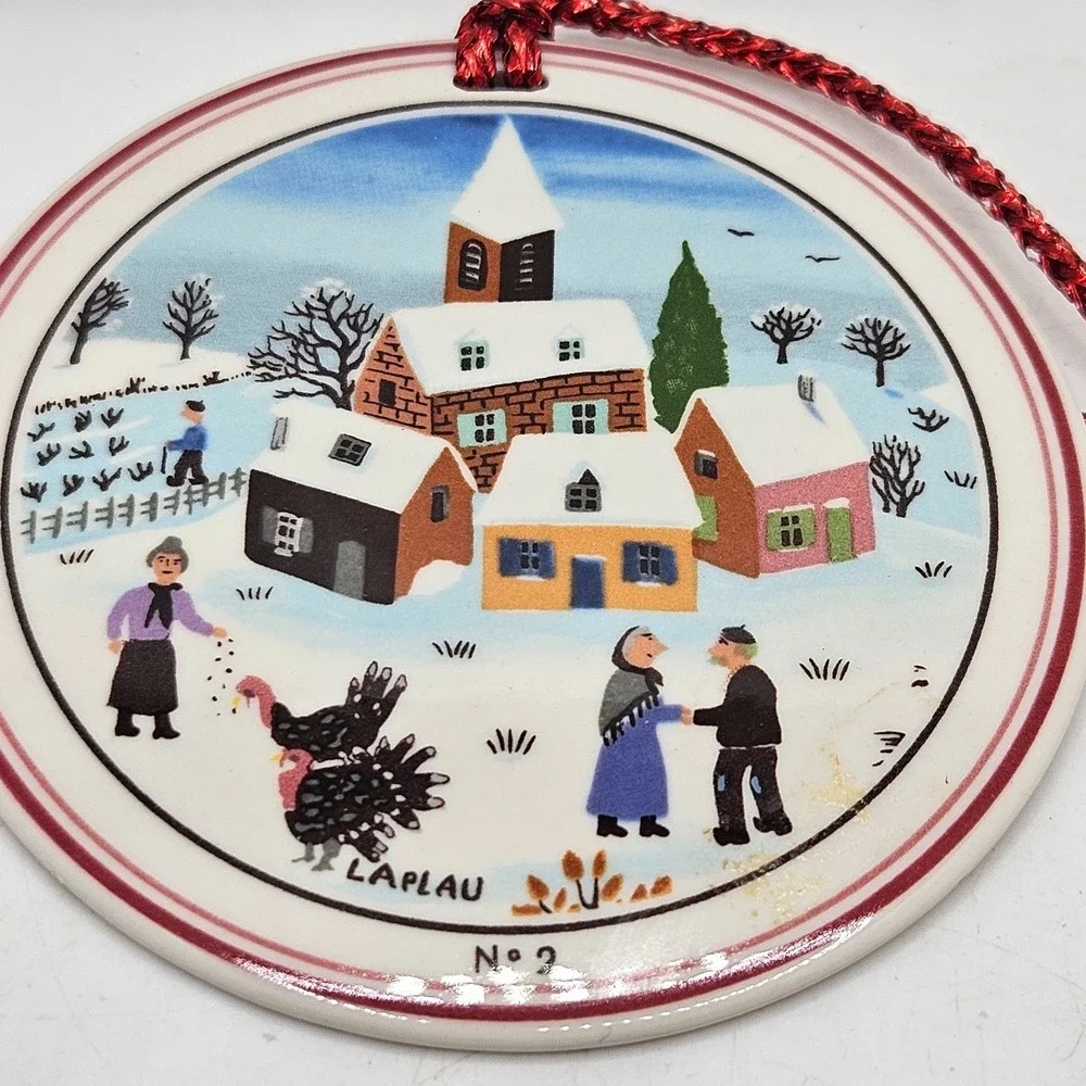 VTG Villeroy & Boch Naif Christmas Ornament No 2 Laplau Doublesided w/ Box